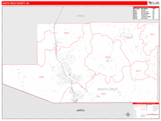 Santa Cruz County, AZ Digital Map Red Line Style